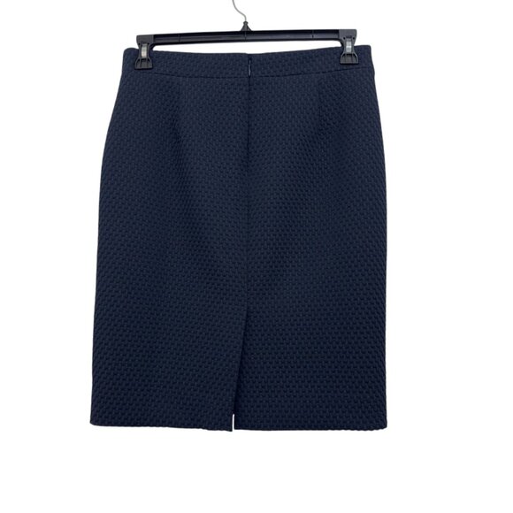 J Crew Women Navy Textured Lined Pencil Skirt SZ 6 Polyester Blend Office Wear - Picture 2 of 13